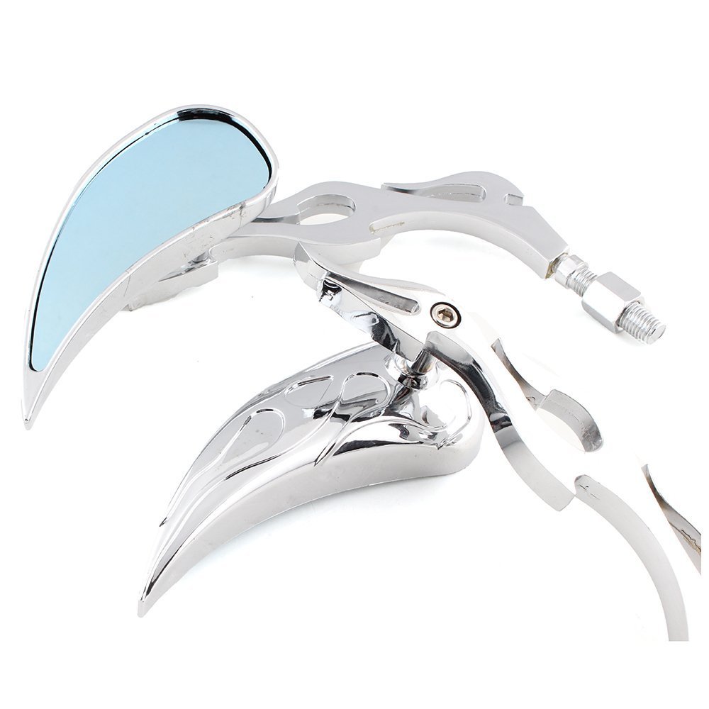 Specchietti laterali per moto con fiamma a goccia, 8-10 mm, per moto Cruiser