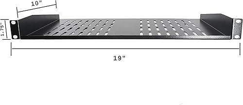 Miniatura 2 de SimpleCord Estante voladizo de acero enrollado, bandeja universal ventilada de 1U compatible con gabinetes de servidor de red de 19 pulgadas y