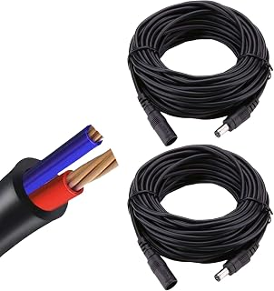AWG 18 dc Power Extension Cable 15ft (5M) 5.5mmx2.5mm 5V 12V 24V Power Supply Adapter CCTV Security Wireless IP Camera LED Strip,Car Male to Female Plug Cable Black 5M 2PCS