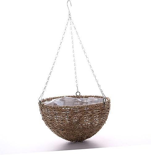 Miniatura 2 de Cabilock Maceta de paja para colgar en interiores, maceta para plantas de interior, floreros decorativos colgantes, cesta de helecho tejida para