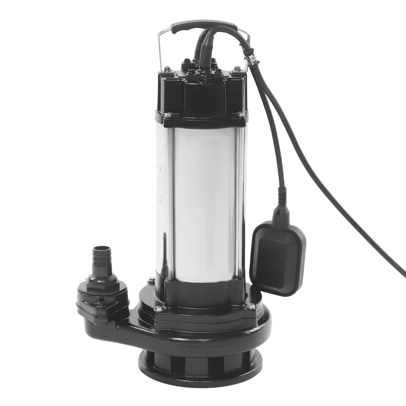 Bomba sumergible de acero inoxidable 2200 W – Bomba de aguas residuales con interruptor de flotador, bomba de agua sumergible para sótano, jardín y piscina, 26 m³/h de caudal de 25 m de altura