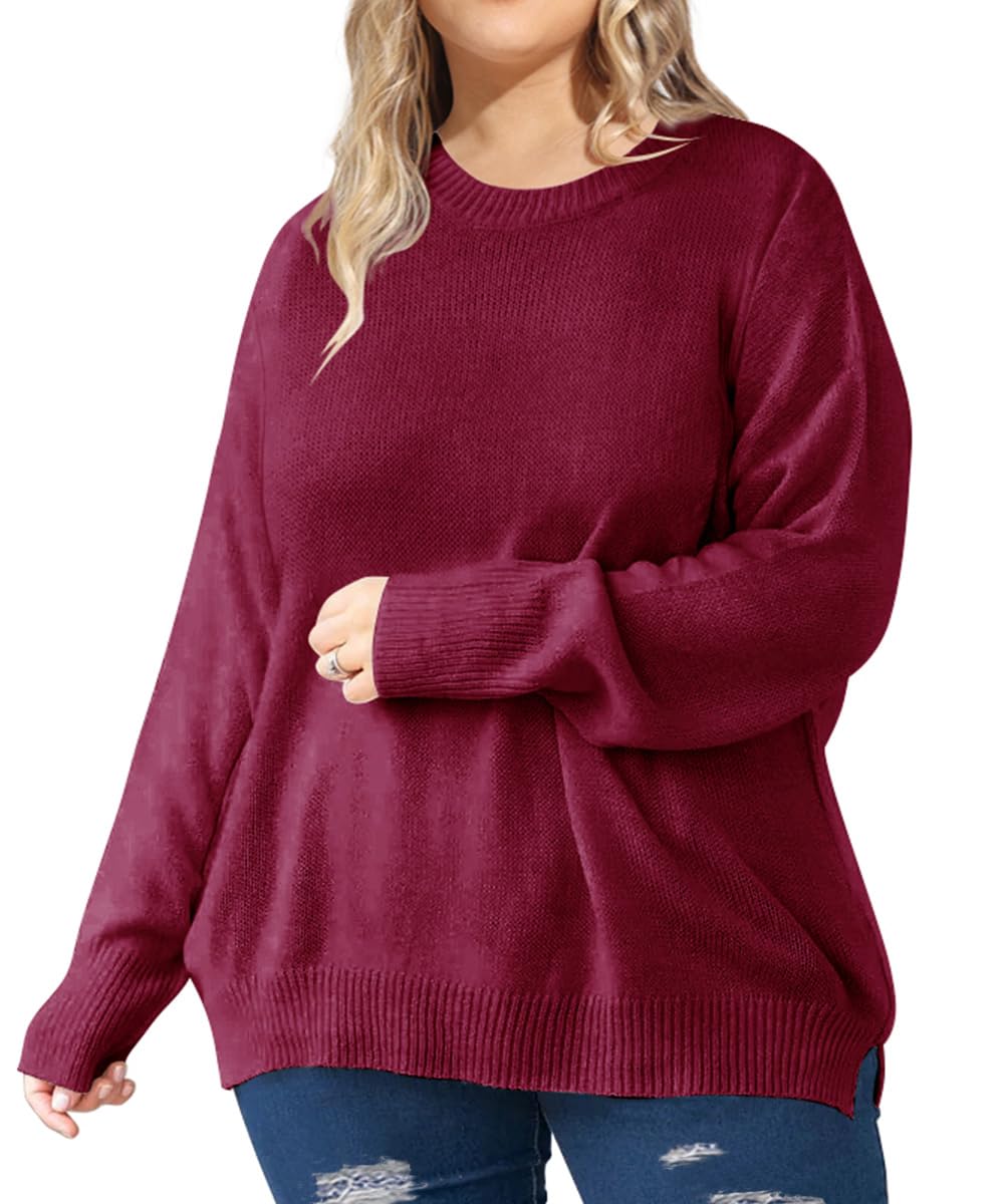 RITERA Plus Size Sweater for Women Pullover Crewneck Knit Side Split Sweatershirt Winter Casual Basic Oversize XL-5XL