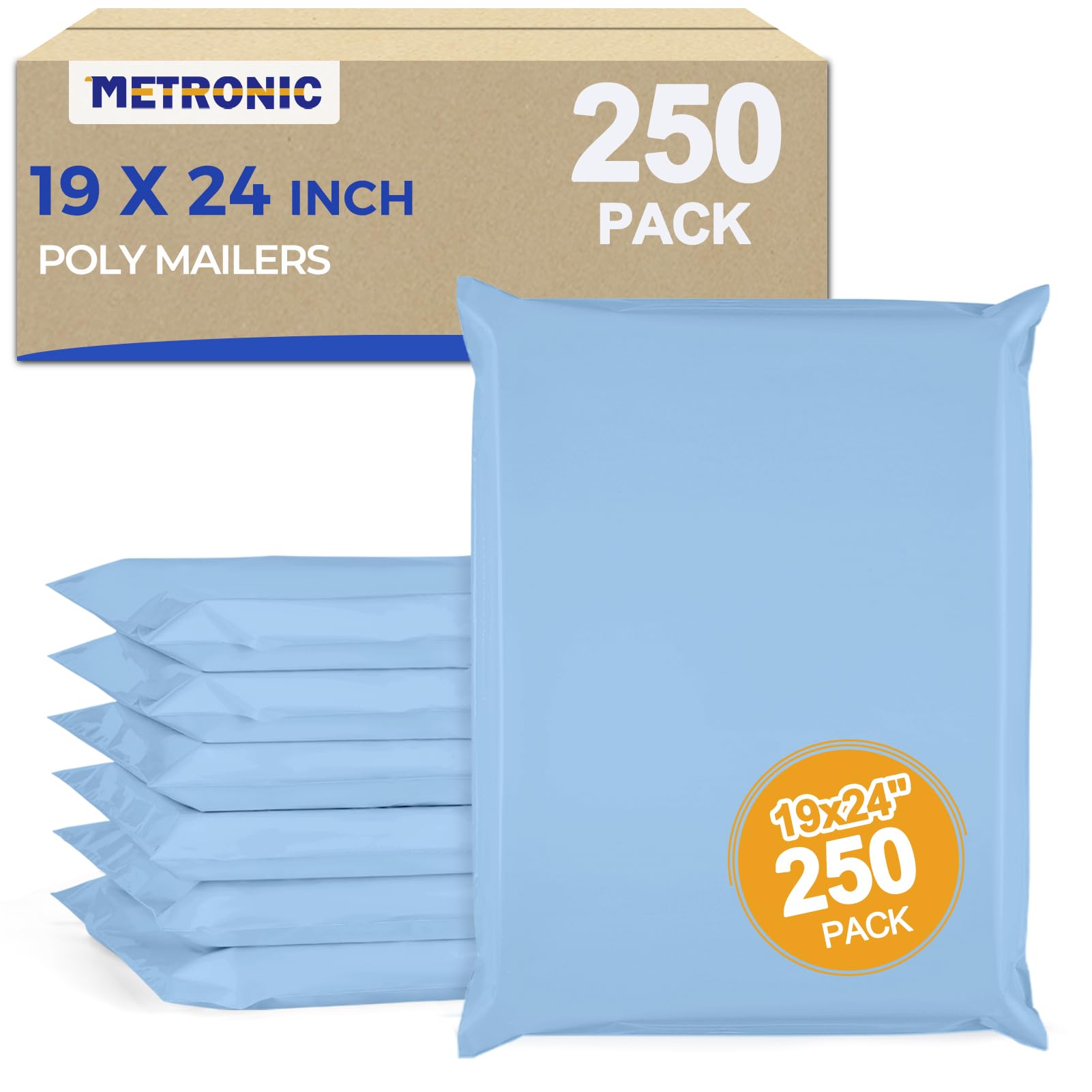 Metronic Poly Mailers 19x24 250Pc Large Shipping Bags for Business Blue