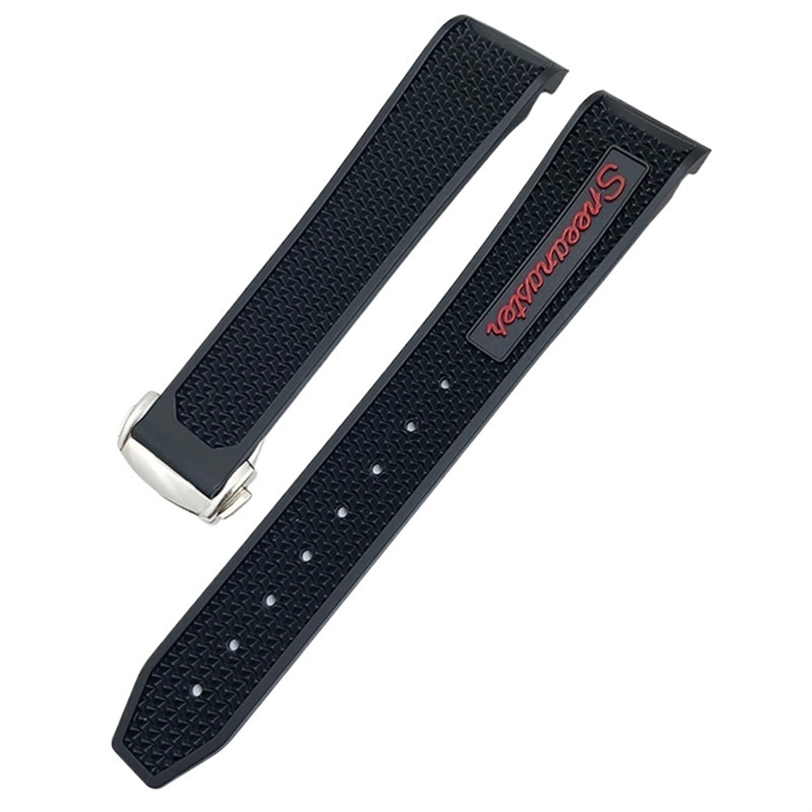 Correa de goma suave de silicona 19 mm 21 mm 20 mm adecuada para correa de reloj Omega Speedmaster 326 Seamaster 300 correa deportiva negra (Red silver, 18 mm)