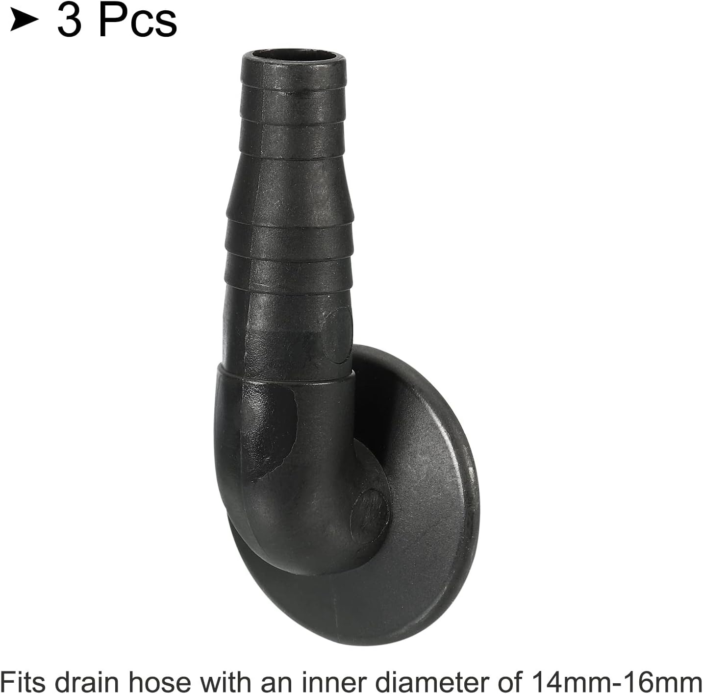 MECCANIXITY Air Conditioner Drain Hose Connector 19mm Tube Elbow Fitting Replacement Part Accessories for Mini-Split Window AC, Black Pack of 3