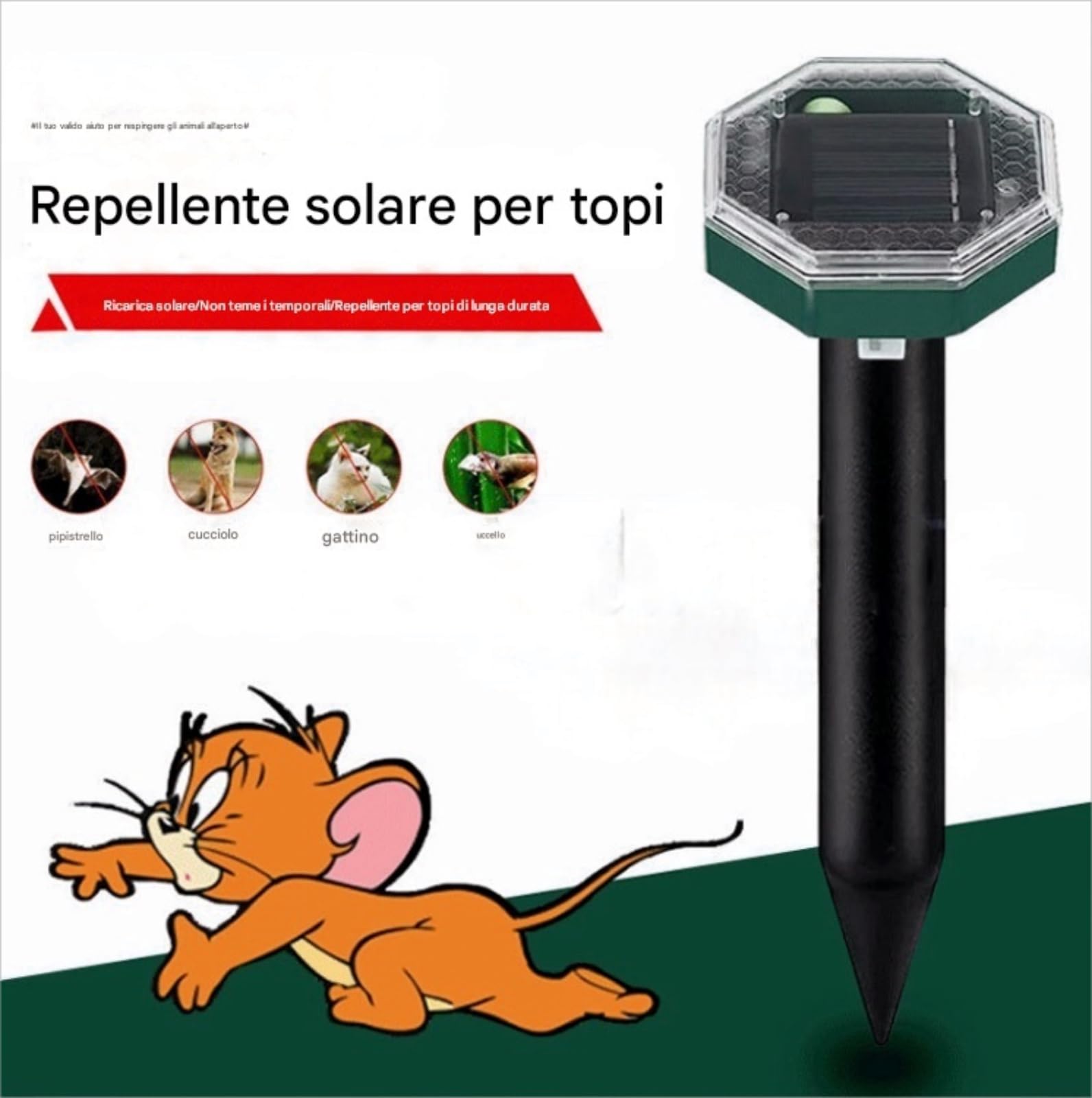 Repelente de topos ultrasónicos solares 8 piezas, repelente para ratones impermeable que aleja a los ratones de forma profesional. Adecuado para repeler serpientes y roedores en jardines y tierras