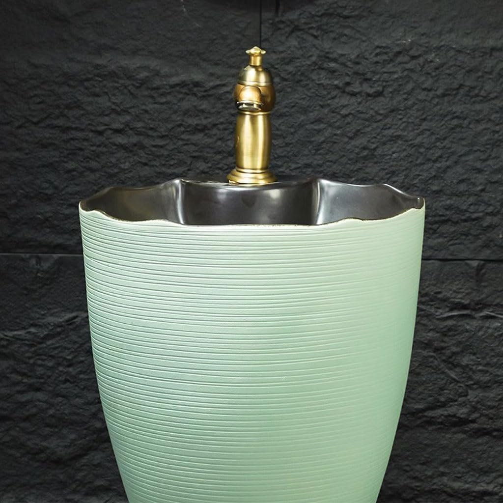 Pedestal Sinks Outdoor Courtyard Bath Basin Garden Art Column Washbasin Hotel Ceramic Bathing Pool Bathroom Sink (A)