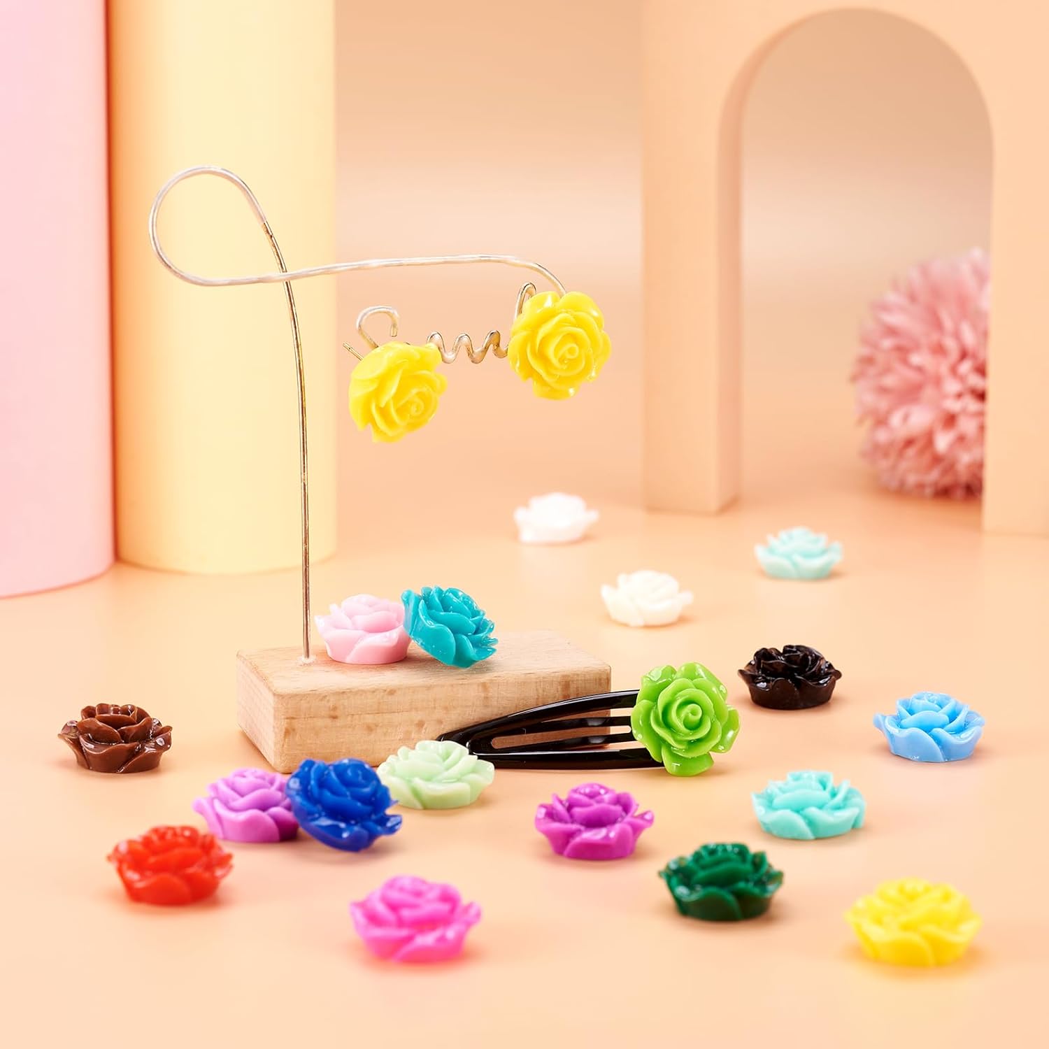 Craftdady 200Pcs Resin Rose Flower Flatback Cabochons 18-20mm Undrilled Random Mixed Colors Floral Decor Charms for Phone Case Scrapbooking Jewelry Making - Image 3