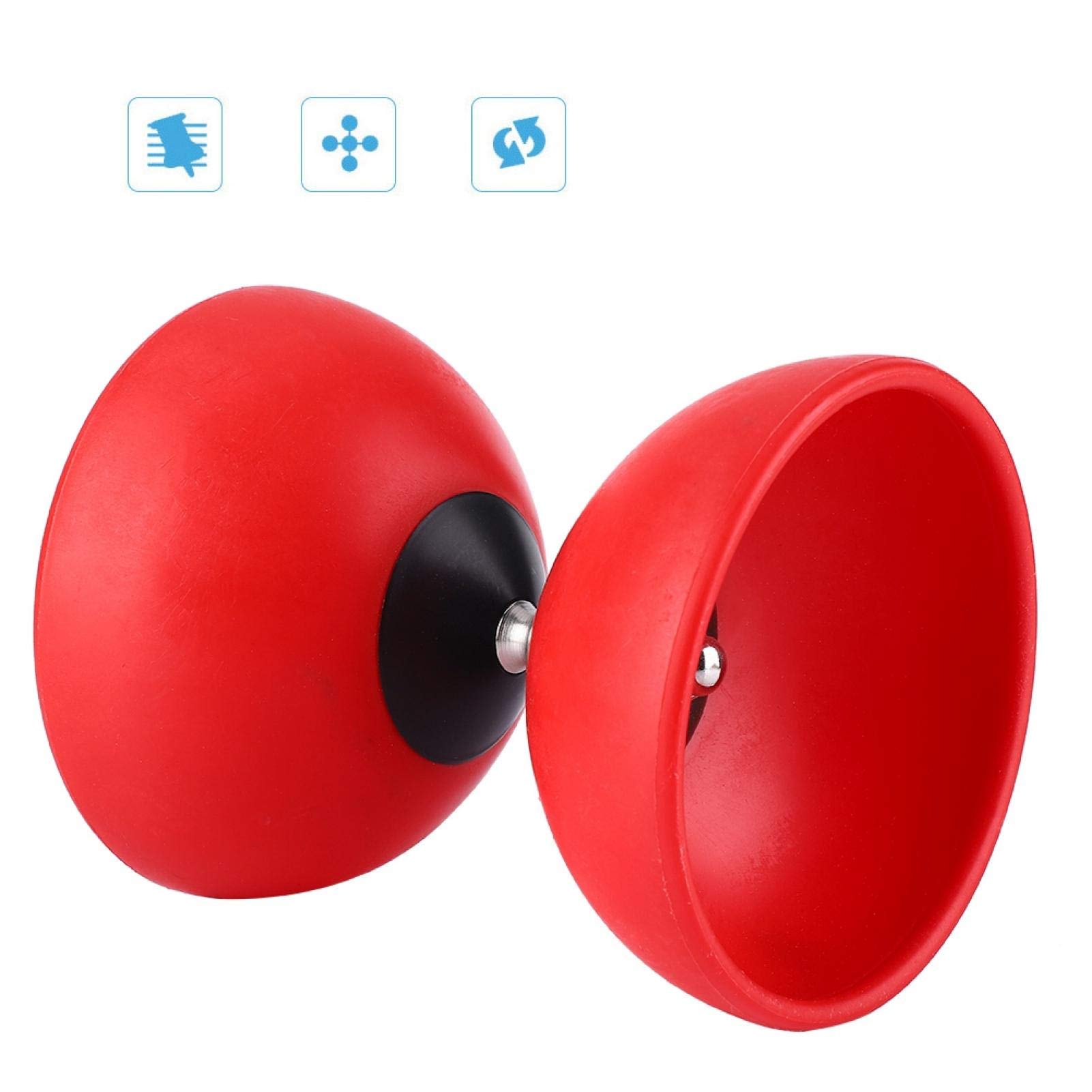 Diabolo Chinois 3 Roulements à Billes Métal – Yoyo Jouet Adulte/Enfant – Rouge Avec Bâtons Et Corde Diabolo à 3 Roulements à Billes Métal