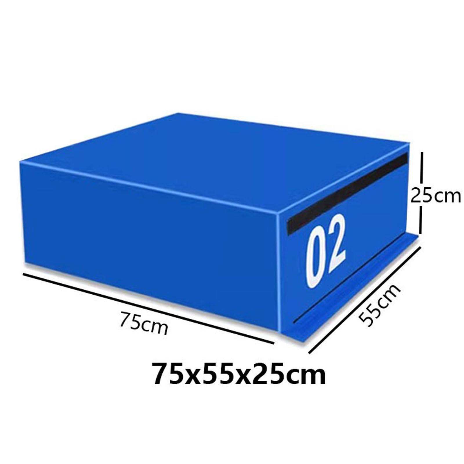 Cajón de Salto Pliométrico Caja de Salto 4 en 1 Suave Plyo Box Equipo de Entrenamiento de Fitness en Casa Resistente al Desgaste y Antideslizante para Ejercicio Salta(Color:Children Blue/75x55x25cm)