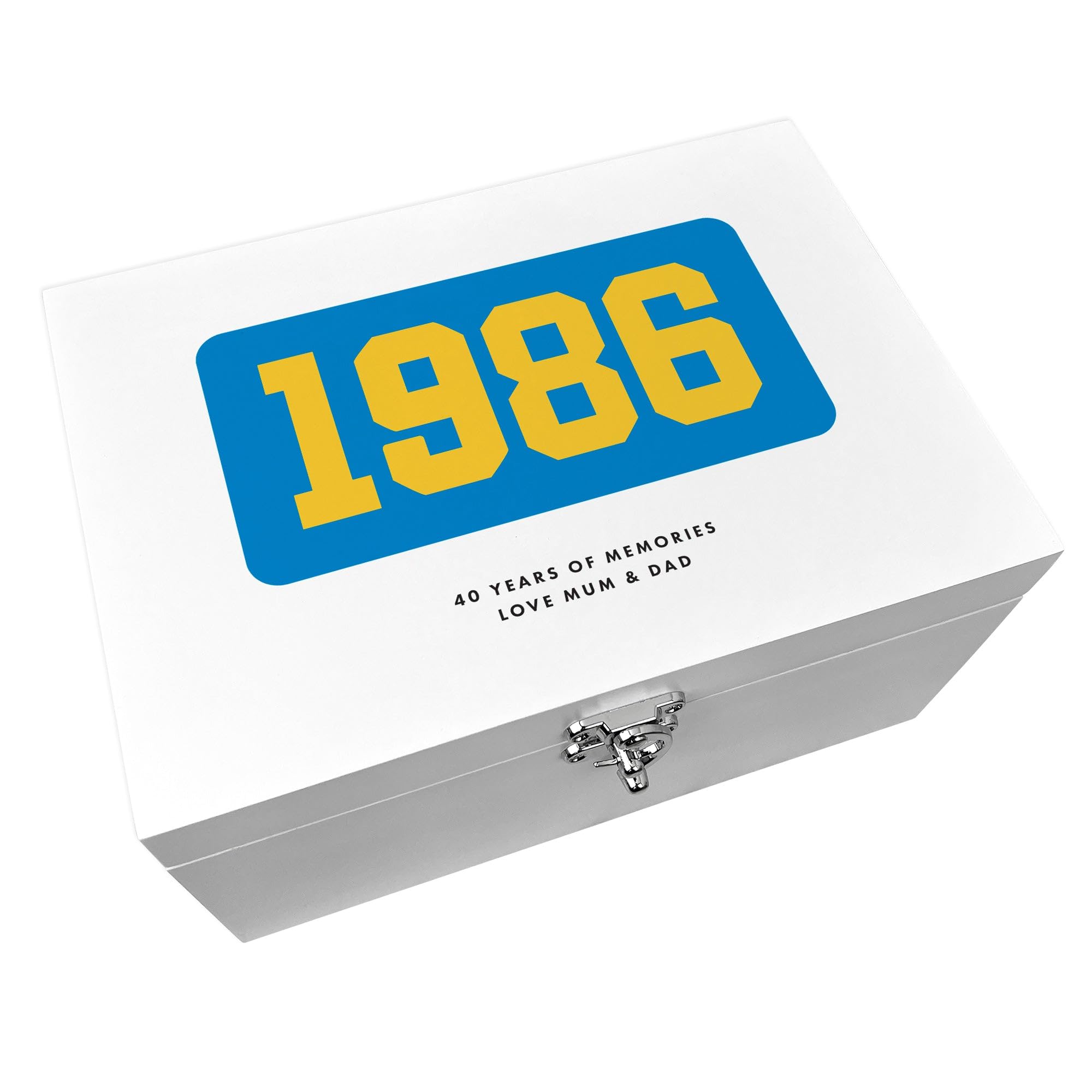 Caja de recuerdos de madera blanca personalizada para el año | Almacenamiento de cumpleaños con nombre personalizado | Regalo de cumpleaños 18, 21, 30, 40, 50 | Aniversario, foto y recuerdo del año