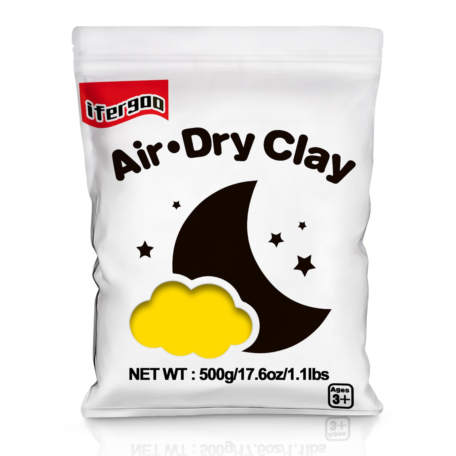 iFergoo Air Dry Clay, Ultra Light Modeling Clay, Magic Clay DIY Creative Modeling Dough, Kids Gifts for Girls Boys-1.1 Lbs/ 500 g (Yellow Clay)