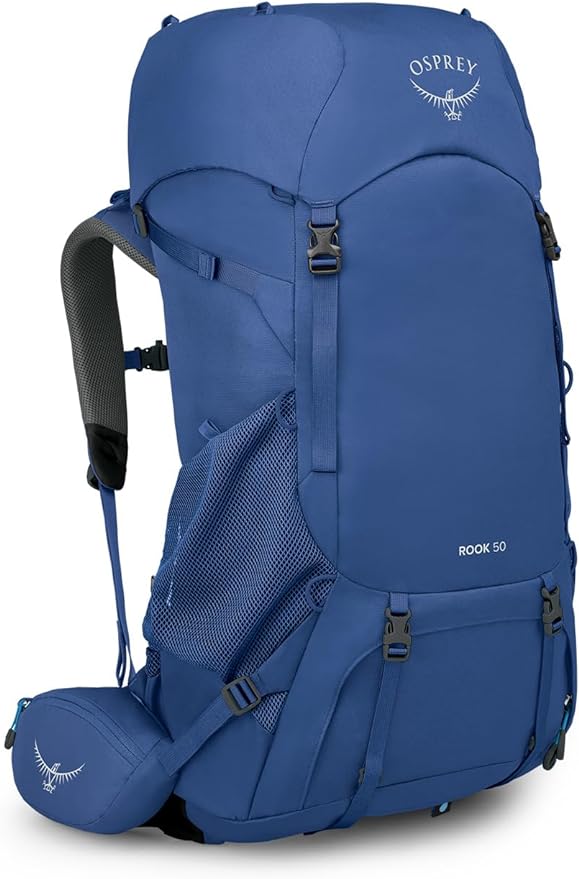Osprey Rook 50L Men's Backpacking Backpack, Astology Blue/Blue Flame Osprey Rook 50L Men's Backpacking Backpack, Astology Blue/Blue Flame