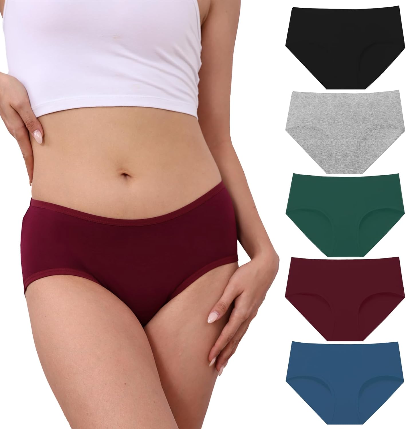 R RUXIA Women's Hipster Panties Viscose Bamboo Soft Stretch Underwear 5 Pack