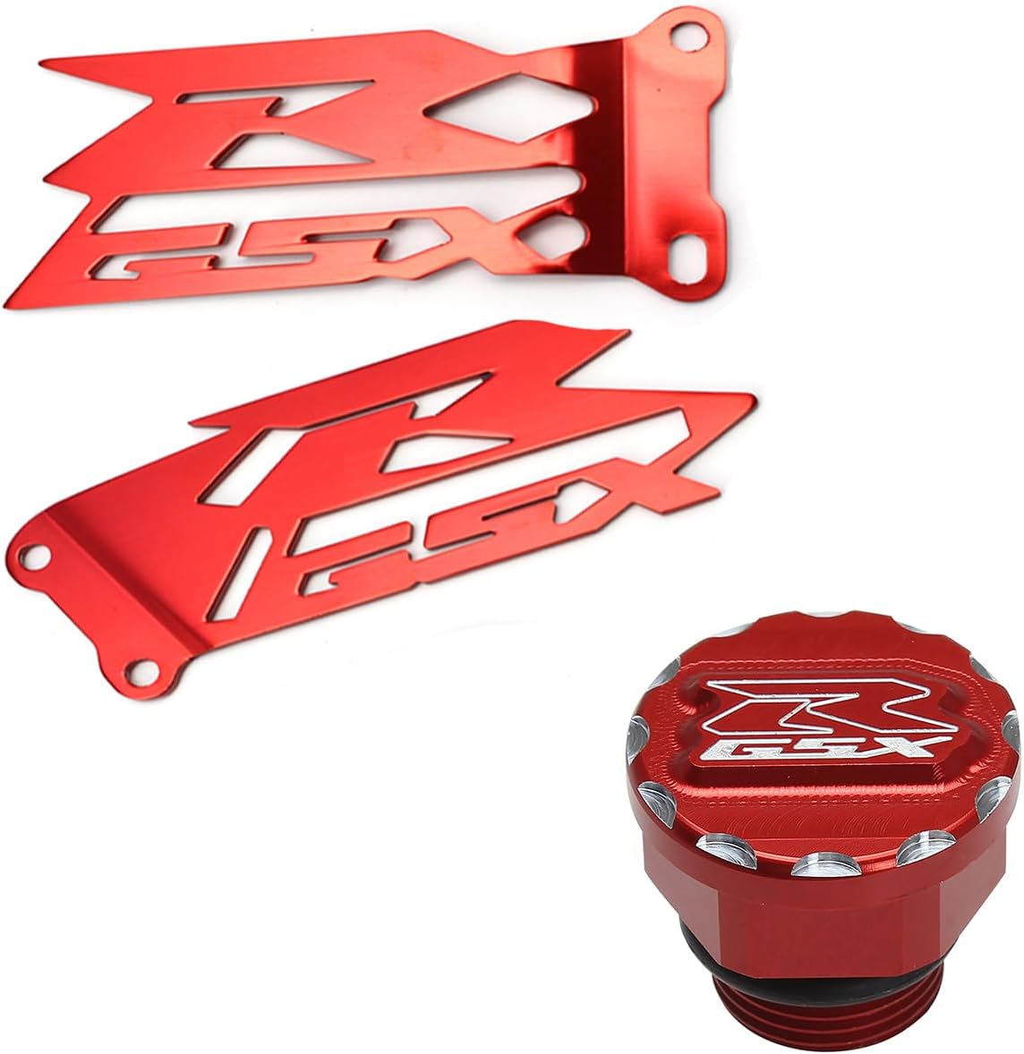 Engine Oil Filler Cap Screw and Foot Peg Heel Plates Guard Protector Compatible with Suzuki GSX-R 600 2006-2016, GSX-R 750 2006-2016,GSX-R 1000 2003-2016 (Red)