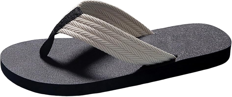 Men Summer Casual Outside Wear Beach Non Slip Breathable Flip Flops Clip Toes Big Size Flat Fuzzy Flip Flop Slippers Men White, 10.5