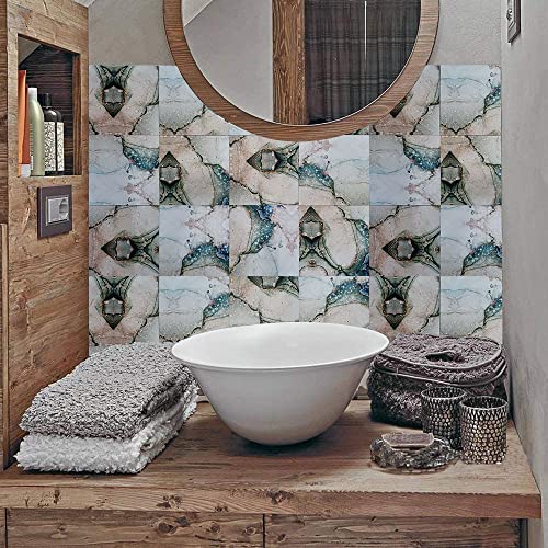 Weimeisc 24-Sheet Peel And Stick Backsplash, Self-Adhesive 3D Wall Tiles Decorative Wall Panels, Wallpaper For Bedroom, Living Room (White And Green Print) #TOP4