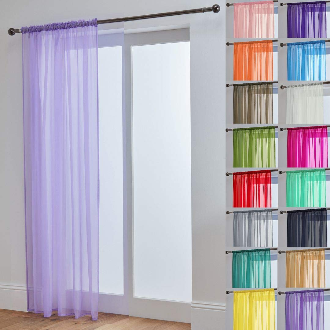John Aird Lucy Woven Voile Slot Top Curtain Panels (Lilac, 58" Wide x 48" Drop) — image 1