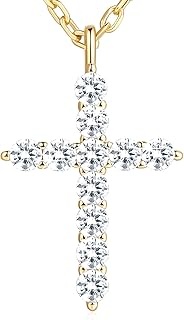 Cross Necklace for Women 14k Gold Cross Necklaces for Women Cross Necklace CZ Stones Cross Chain Gold Cross Pendant Necklace Baptism Confirmation Gifts for women