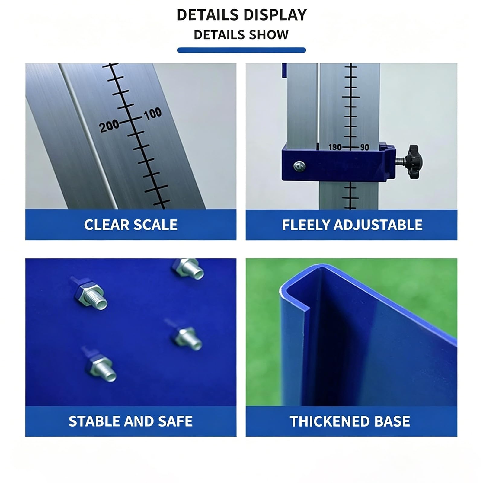 Soportes de salto altos portátiles, equipo de pista y campo de aluminio, altura ajustable de 30 a 230 cm, soportes de entrenamiento para escuela, club y uso doméstico (sin barra transversal)
