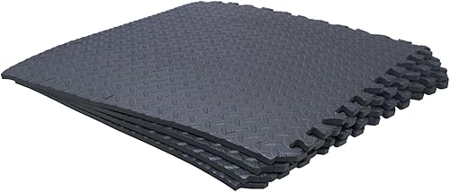 Vista 80 de HTTMT - Alfombra blanca 4 x (16 pies cuadrados) para gimnasio, 24 x 24 pulgadas, espuma EVA, ejercicio entrelazado, rompecabezas de fitness, tapete