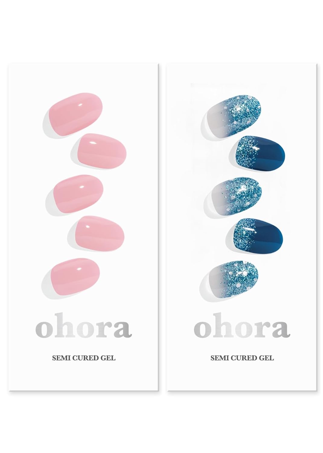 ohora Semi Cured Gel Nail Set of 2 (N Cream Pink & N Waterbomb) - Professional Salon-Quality Nail Care