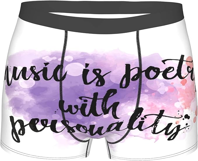 Men's Underwear,Inspirational Quote About Music Hand Written