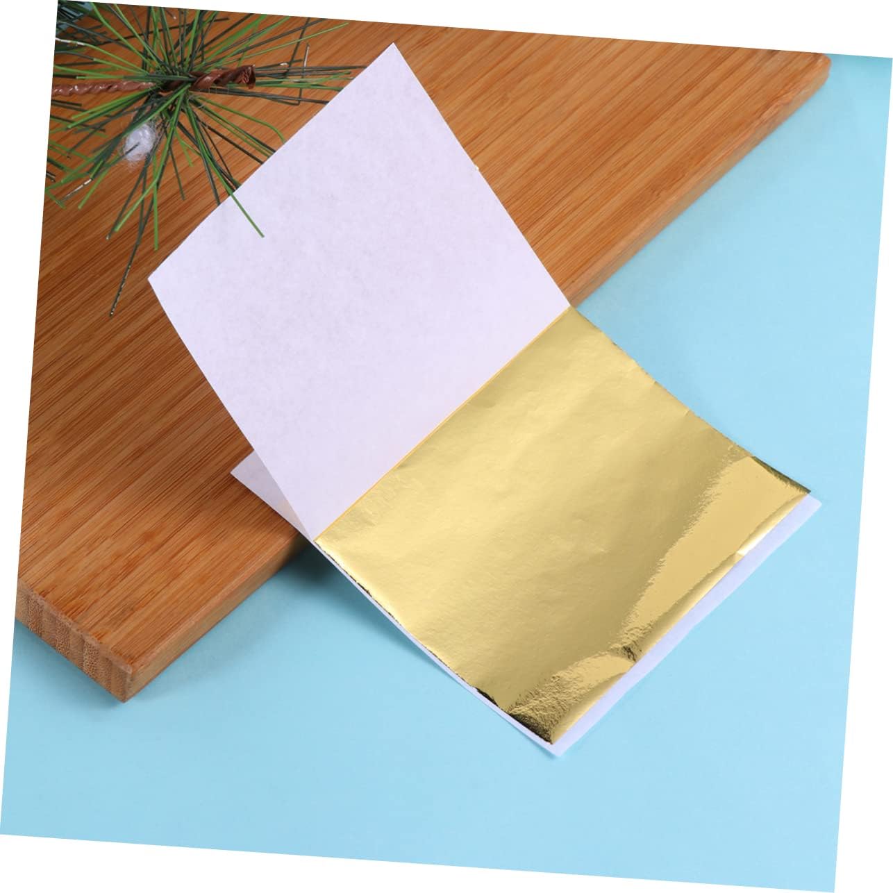 TEHAUX 100sheets Imitation Gold Leaf Foil Paper for Arts Crafts Gilding and Nail Decoration Easy to Use Non-Fading and Material