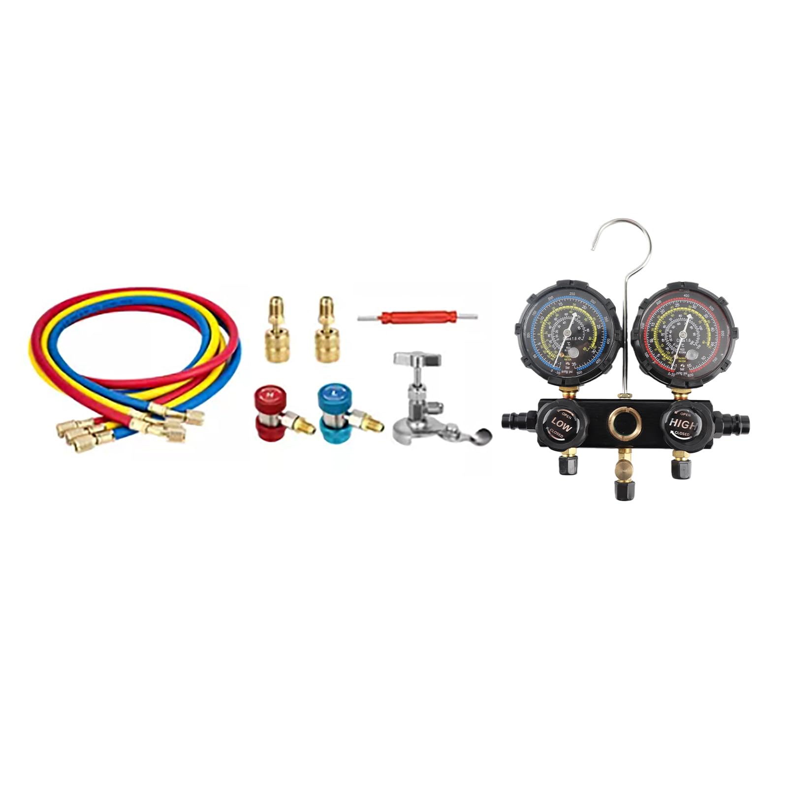 Kit de manómetro de CA R410A, medidor de refrigerante preciso y fiable para el mantenimiento del hogar y el coche, metal ABS, 1 juego