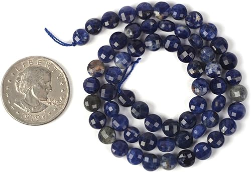 Miniatura 2 de Cuentas sueltas de sodalita natural de 1564 pulgadas (0.236 in), disco de monedas facetadas de 16 pulgadas para hacer joyas de bricolaje