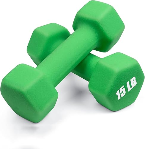 Miniatura 45 de Portzon Mancuernas con Pesos 10 Opciones de Colores Compatibles con Juego de 2 Mancuernas de Neopreno, 1-15 Libras, Antideslizantes, No se Ruedan,
