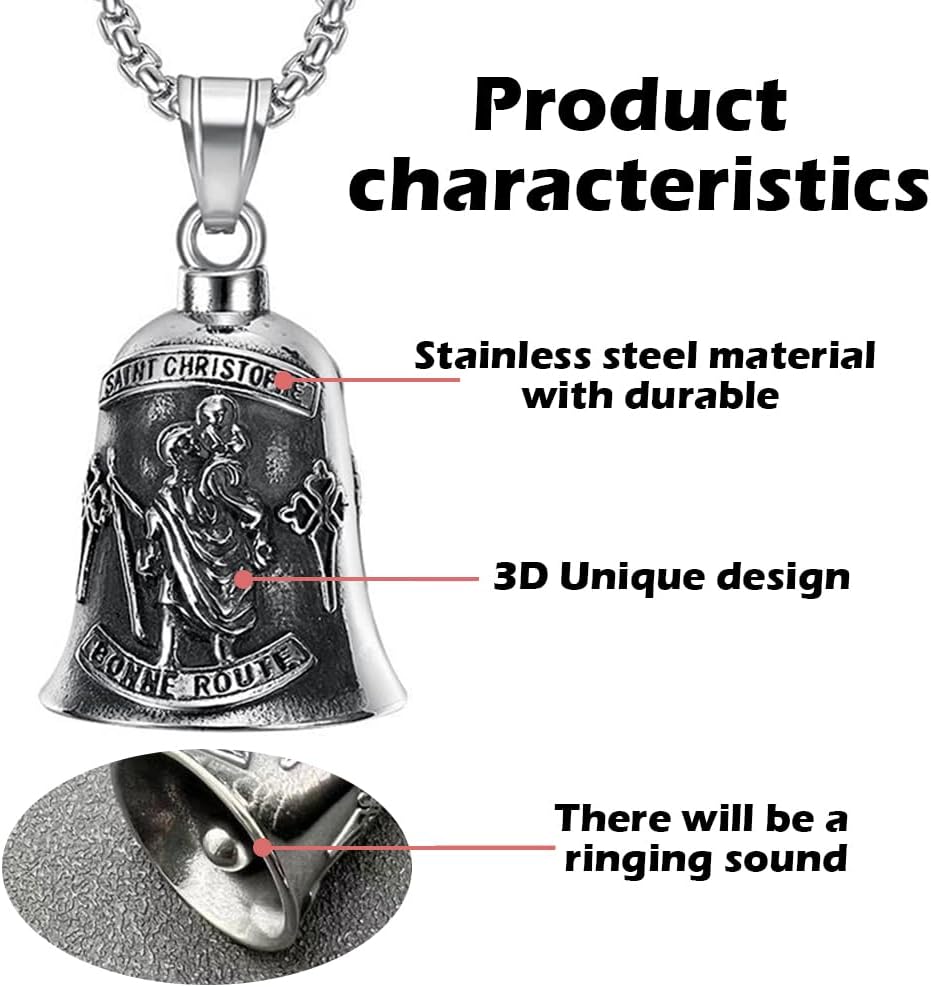 Guardian Angel Motorcycle Bell Good Luck Keychain & Drive Safe Pendant Accessories for Men Women Riding Safety - Image 3