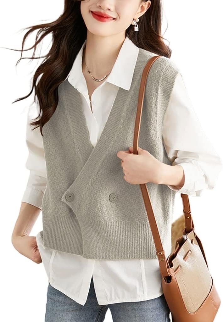 Autumn Women's Knitted Undershirt Undershirt Women Spring Wear Sweater Vest Cardigan