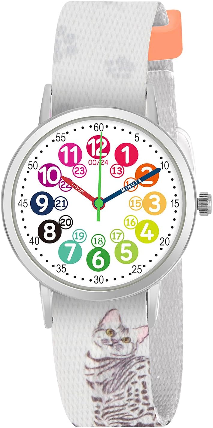 ITOOZYNNKids Watch for Girls and Boys,for Children's Toddler Learning Time and Easy to Read Time, Adjustable Nylon Strap,Analog Watch for Boys and Girls Ages4~11