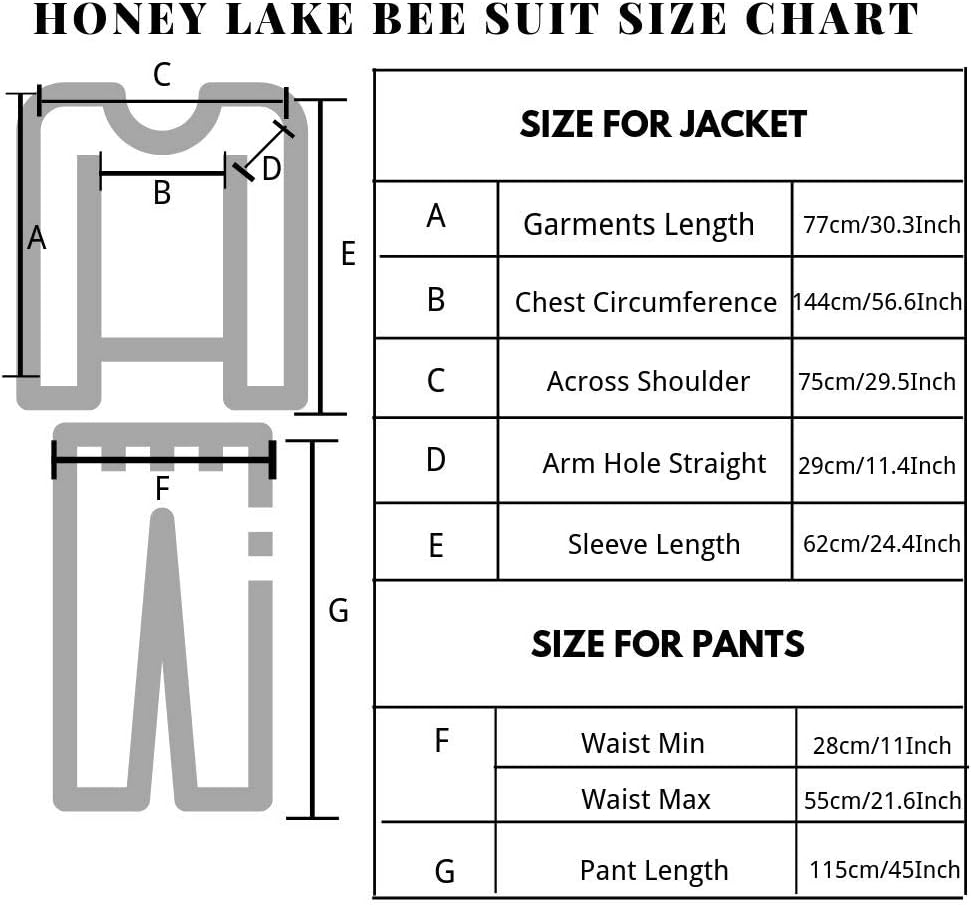 Honey Lake Complete Professional Bee Suit with Gloves, Beekeeping Protective Suits Jacket and Pants, Cotton Beekeeping Suit Bee Keeper Gear Coveralls Outfit for Men (L)