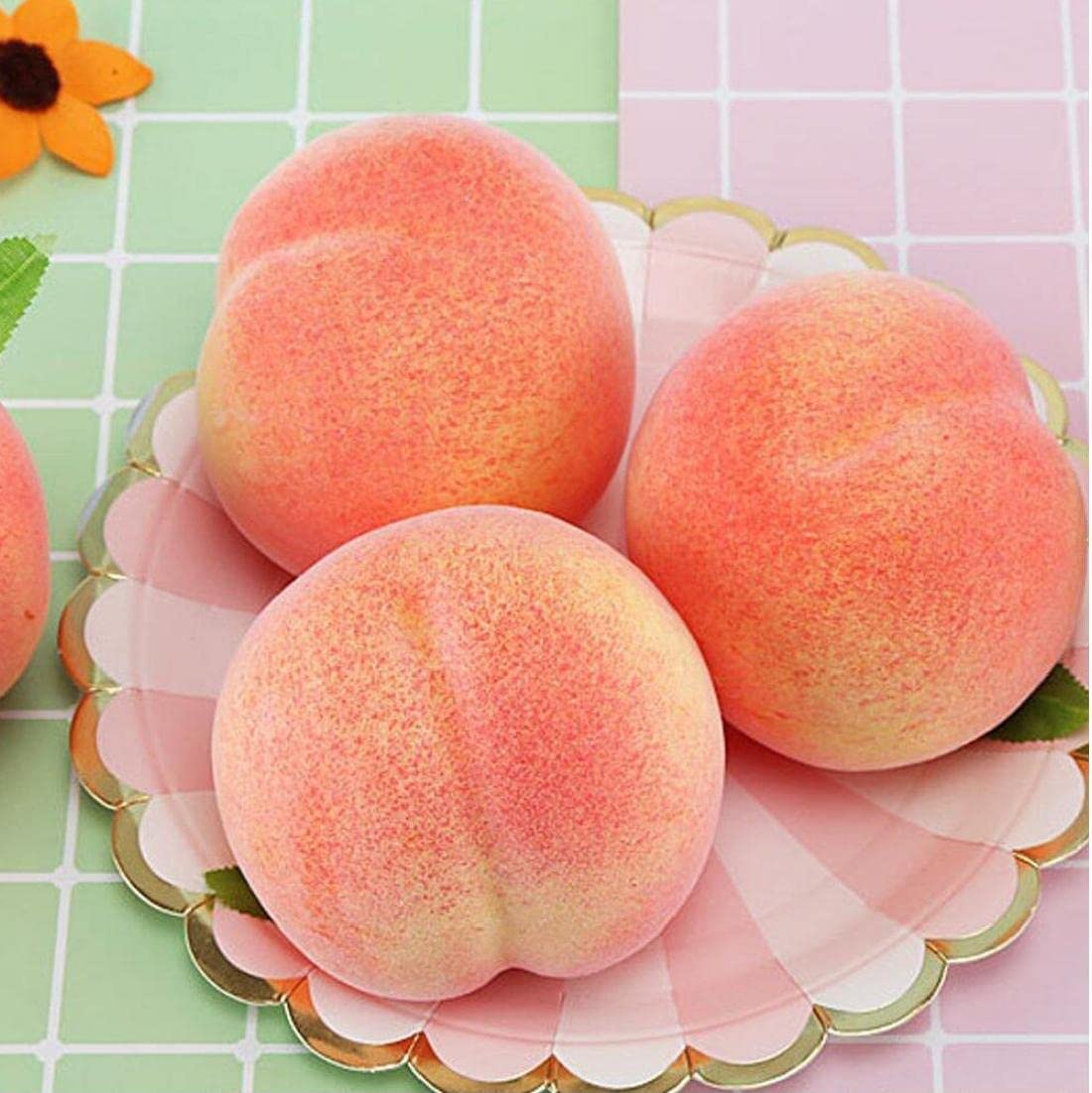 Amazon.co.jp: 人工桃 シミュレーション ピンク桃 偽フルーツ ミニ
