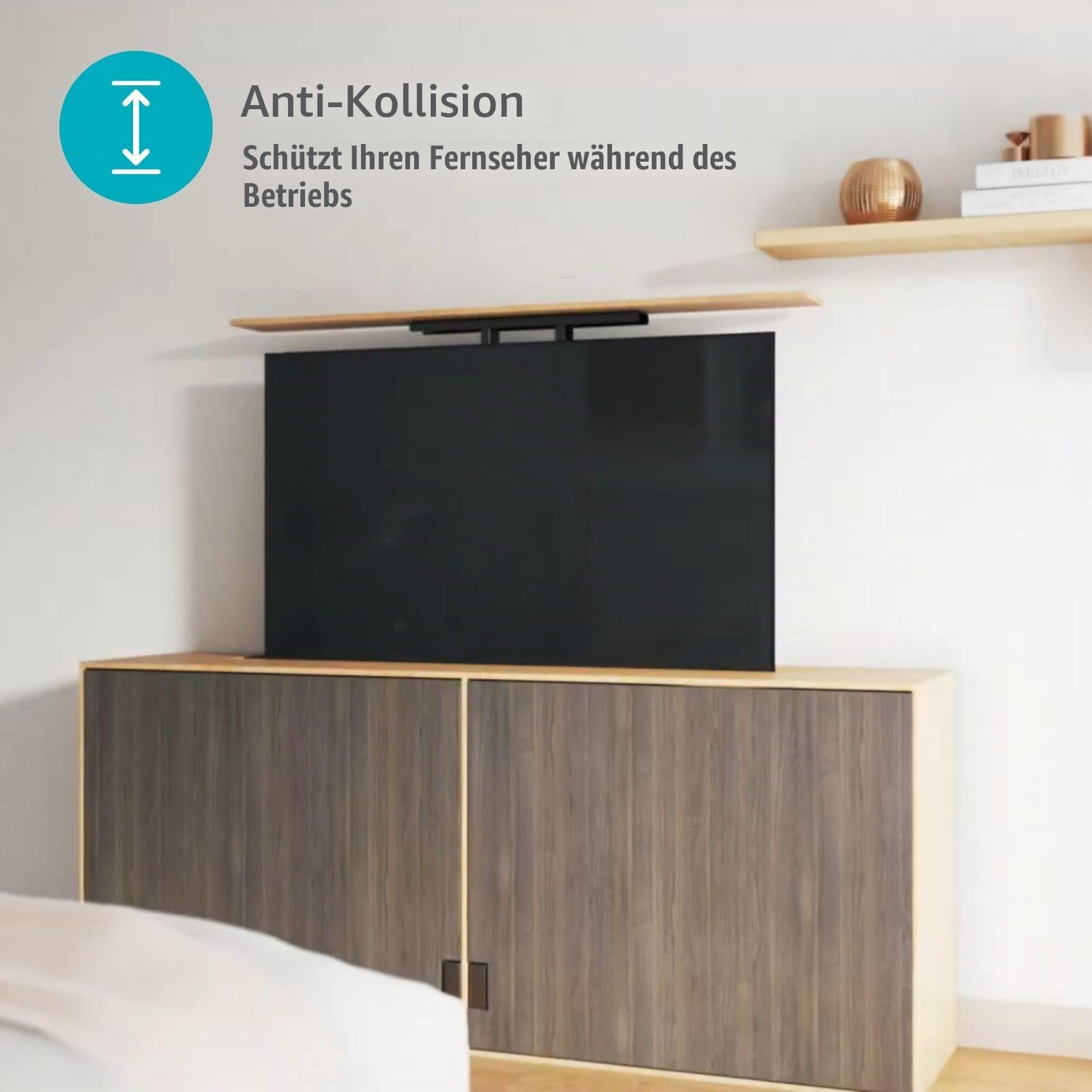 Motorisierte TV-Ständer - 37-80" - maximal unterstützes Bildschirmgewicht: 60 kg - Built-in Schaltschrankbau - Hubbereich: 68-158 cm - ferngesteuert - ABS/Stahl - Schwarz