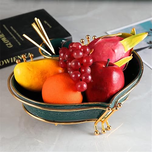 Miniatura 2 de ZHUHW - Bandejas de cerámica verde para anillos decorativos de frutas platos de alimentos plato de postre bandeja de servir platillo de té color