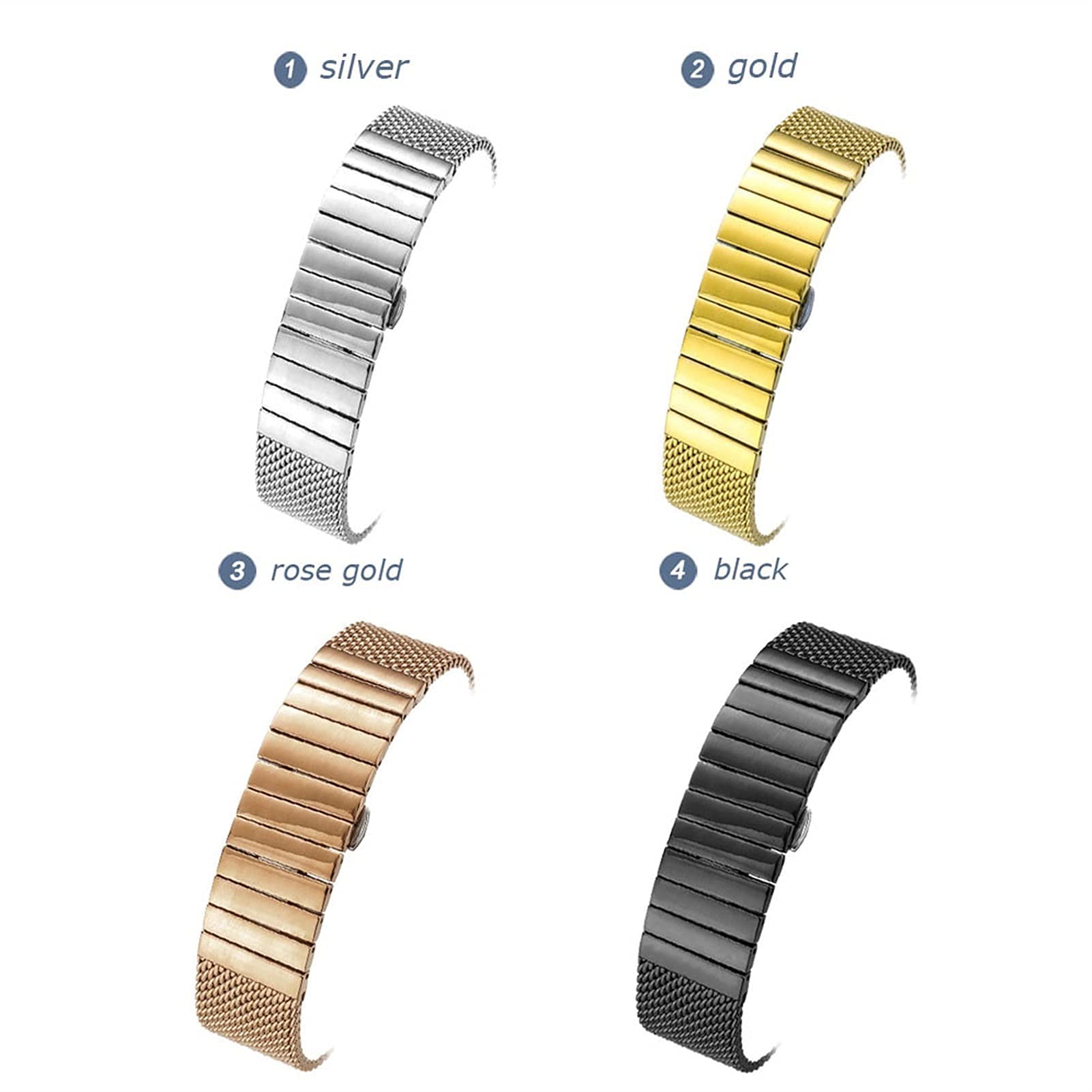 Cinturino a Maglia Singola con Cinturino in Acciaio Inossidabile 18mm 20mm 22mm 24mm Chiusura a Farfalla Sostituzione ML Bracciale (Colore Cinturino: Argento, Larghezza Cinturino: 20mm) (24mm Oro)