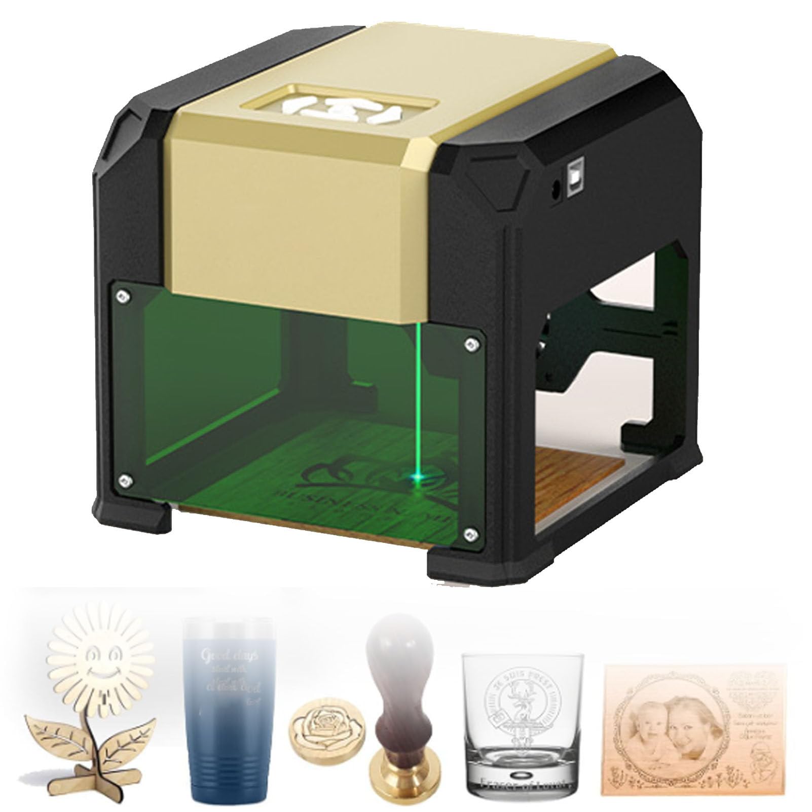 Macchina per incisione portatile, incisore laser da tavolo Controllo Windows o APP Facile configurazione per principianti per plastica/ceramica/vetro/cibo/legno vinile pelle vetro/arte fai da te