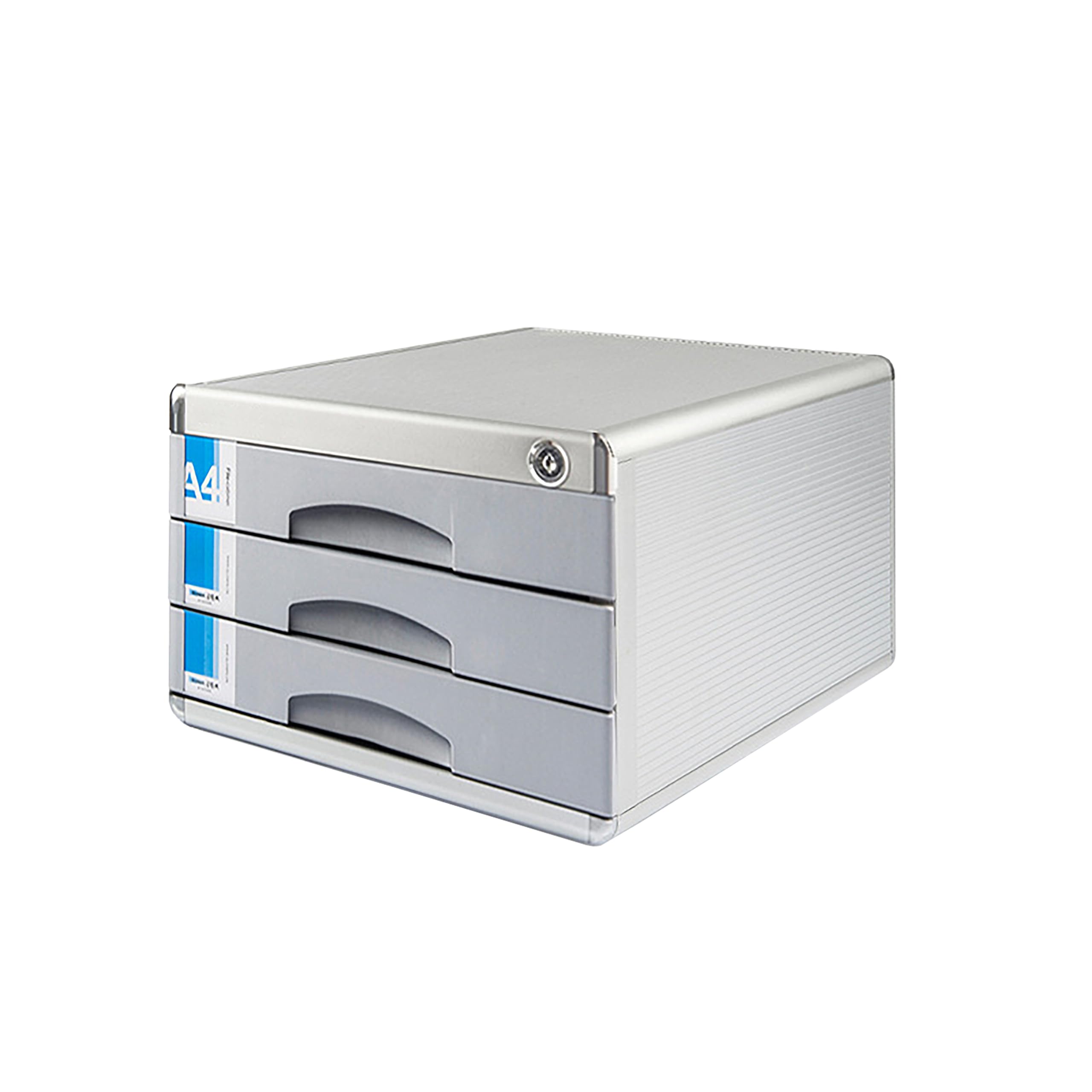 Aioneer 7-Layer Lockable Desk Nizer, Aluminum Drawer Cabinet For Office & Home, Multi-Tier Storage Solution For A4 Files, Folders & Stationery, Space-Saving Desktop Nizer-Three Floors