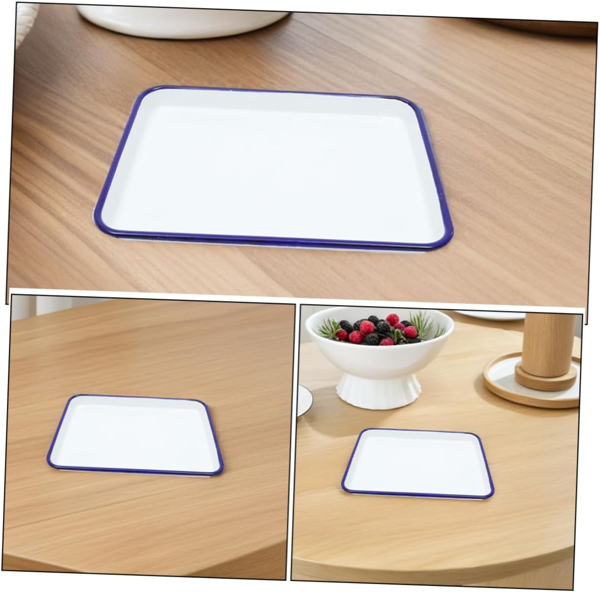 2pcs Enamel Oven Pan Heat-resistant Baking Dish for Versatile Cooking Laboratory Use and Cookie Baking Enamel Construction