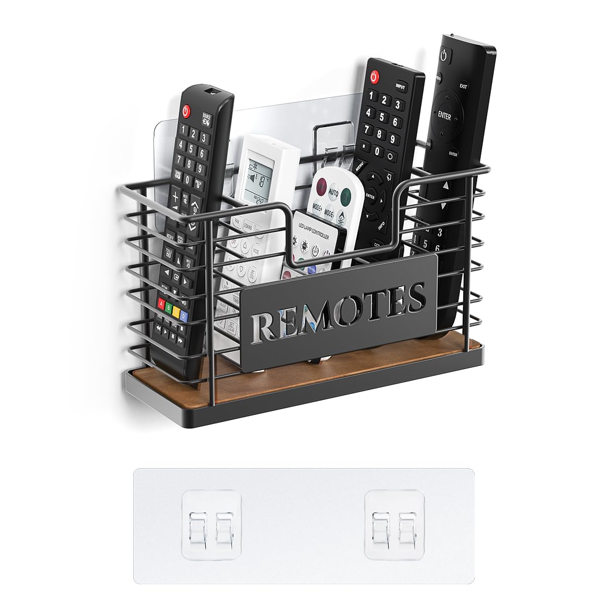 Remote Control Holder, 5-Slot TV Remote Holder Wall Mount, Universal Remote Caddy Large Size Design for Wall Table Living Room Bedroom, Easy Installation - 2