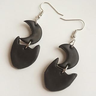 2 Par/set Halloween Clay Handgjord Ghost Pumpkin Black Bat Dangle Örhängen För Kvinnor Flickor Nya Mode Smycken Half Moon Drop Örhängen