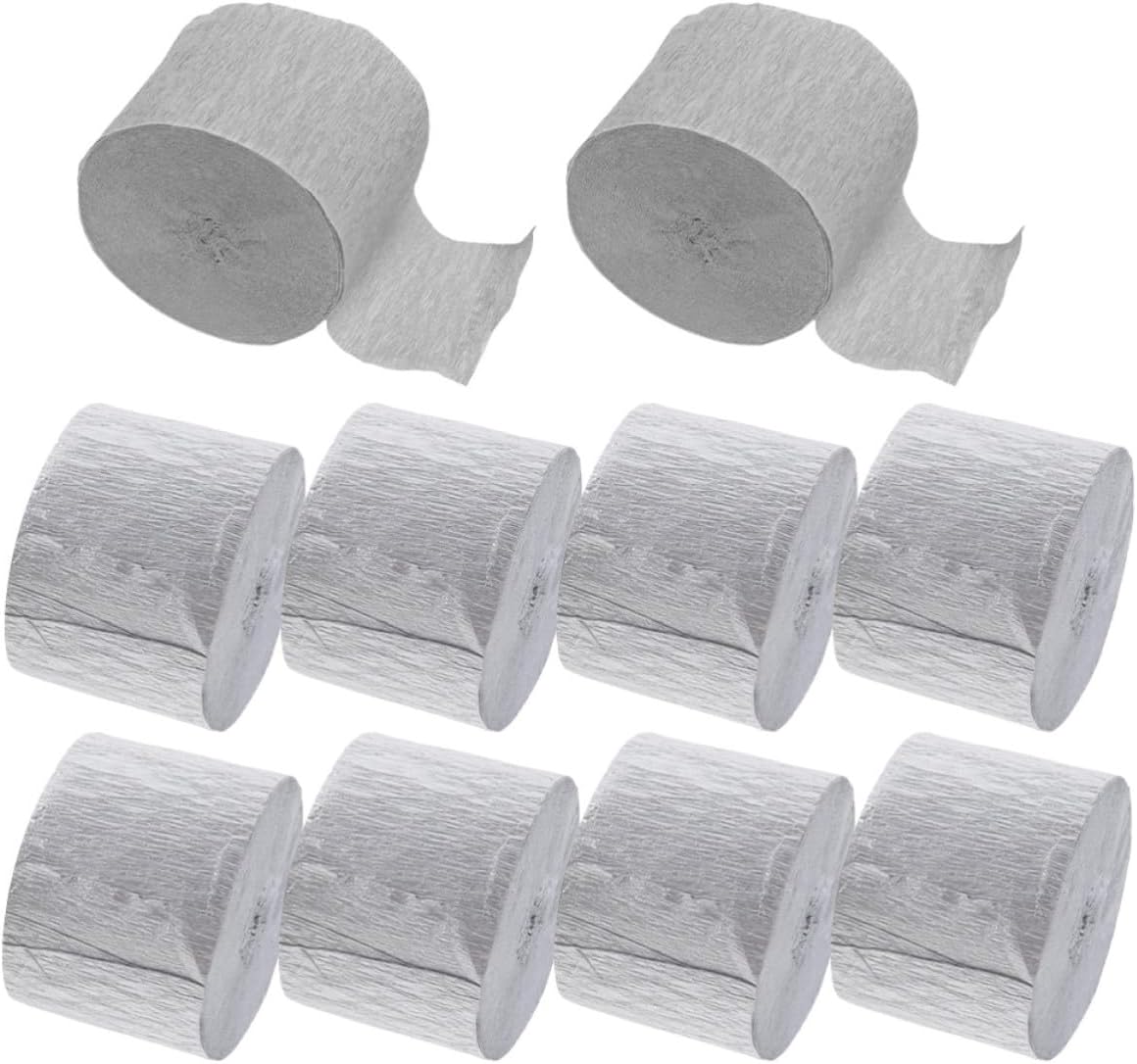 PRETYZOOM Silver Crepe Paper Streamers Easy to Rolls for Party Decorations Creative Crafting Potential with Sturdy Paper Material for Home Parties
