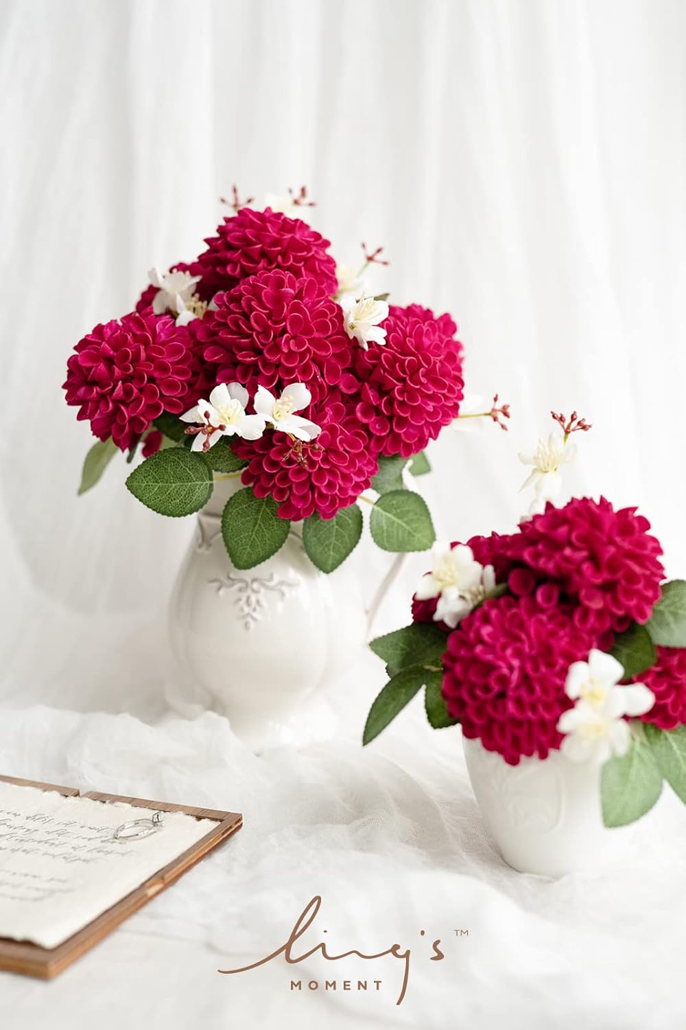 Ling's moment Dahlia Foam Artificial Real Touch Faux Fake Flowers for Home Decor Graduation Baby Shower Decorations Outdoors Party Favors Wedding Gifts Centerpieces Arrangements 25pcs (Hot Pink) - Image 2