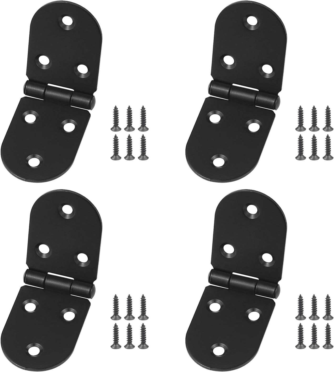 Hinges 4 pcs - Semicircle Hinge for Wood Black Door Hinges with 26 pcs Hinge Screws for Home Furniture Hardware Cabinet Closet Door Drawer Wood Box