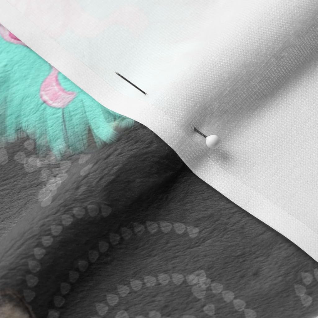 Spoonflower Fabric - Grey Chihuahua Black Dog Puppy Flowers Tutu Hearts Printed on Minky Fabric by The Yard - Sewing Baby Blankets Quilt Backing Plush