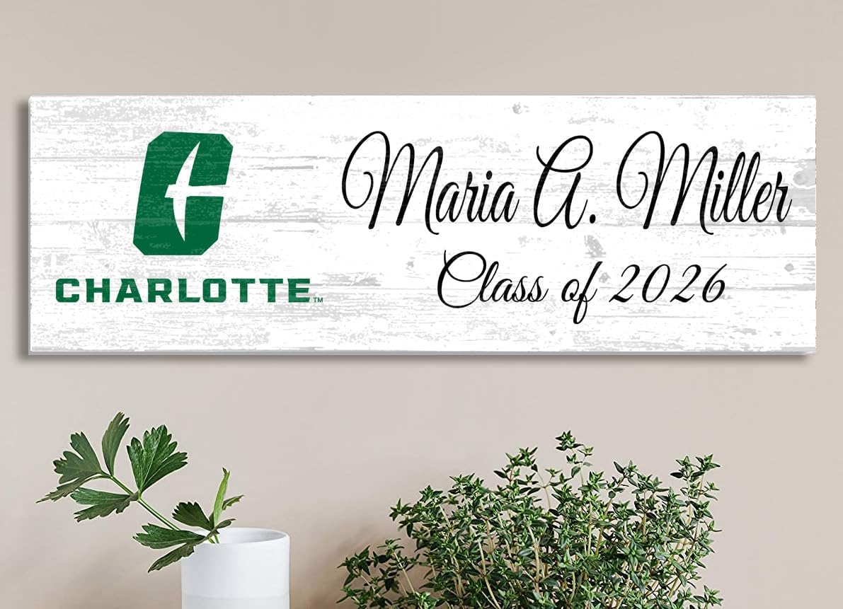 UNC Charlotte Personalized Class Year Plaque – Solid Wood – Custom Name for Alumni, New Students, or Graduation Gift