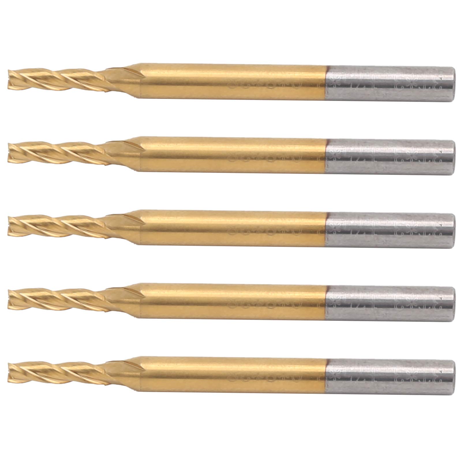 Pack of 5 3-Flute Flat Milling Cutter Ti Coating 3D Carving Drill Tool 3.175x2x8x40